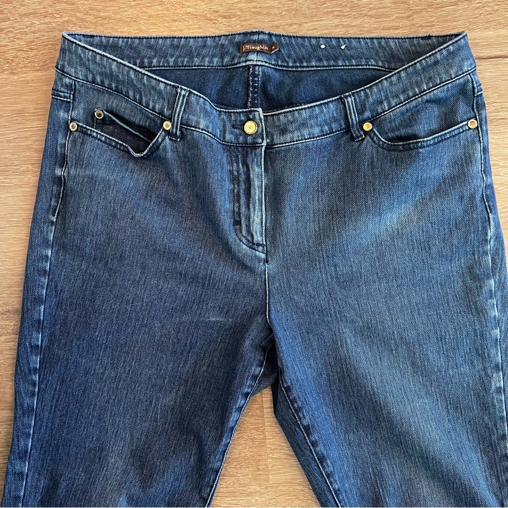 J. MCLAUGHLIN Dark Wash Straight Leg Jeans 14 Classic Stretch Mid Rise Denim - Picture 7 of 15